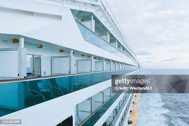 on board of a cruise ship, mediterranean sea - cruise deck stock-fotos und bilder