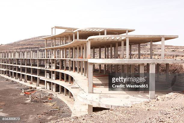spain, fuerteventura, building shell of a hotel - abandoned stock pictures, royalty-free photos & images