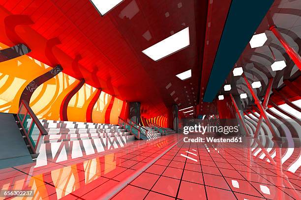 futuristic hall, 3d rendering - oberlicht stock-grafiken, -clipart, -cartoons und -symbole