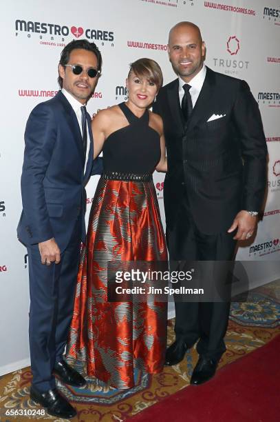 Singer/songwriter Marc Anthony, Deidre Pujols, baseball player Albert Pujols attend the Maestro Cares Foundation's Fourth Annual Changing...