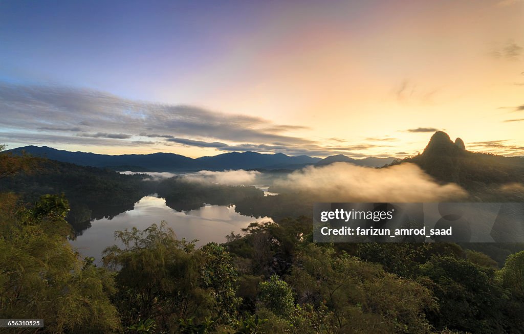 Sunrise over Bukit Tabur hill, Selangor, Malaysia