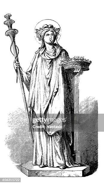 stockillustraties, clipart, cartoons en iconen met demeter,ceres ,greek goddess - griekse godin