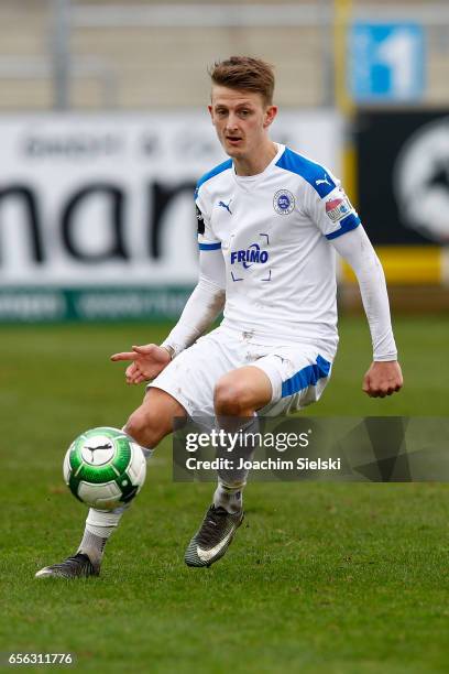 Nico Neidhart of Lotte during the third league match between Sportfreunde Lotte and Hallescher FC at Frimo Stadion on March 19, 2017 in Lotte,...