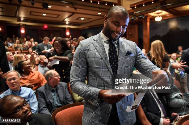 Myron Rolle opens his "Match Day" letter that shows where he will continue his medical education and residency on Friday, March 17, 2017. Rolle is a...