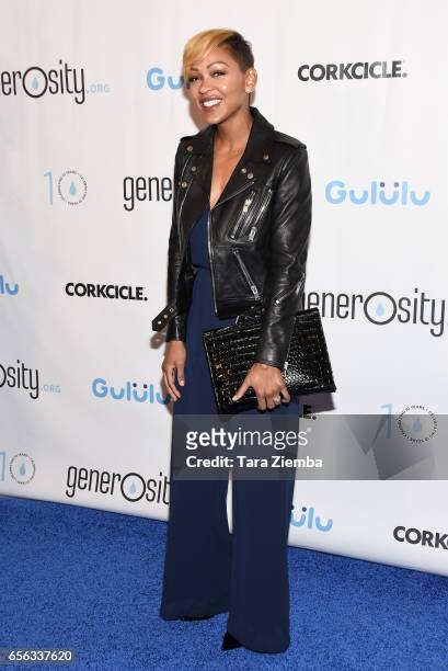 Actress Meagan Good attends a Generosity.org fundraiser for World Water Day at Montage Hotel on March 21, 2017 in Beverly Hills, California.