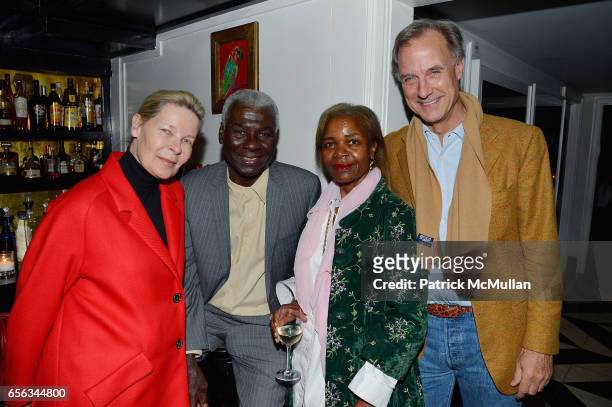 Mona Arnold, Basil Charles, Rosemary Wettenhall and Greg Arnold attend Hunt Slonem's "Birds" Book Signing and Celebration Hosted by Liliana Cavendish...