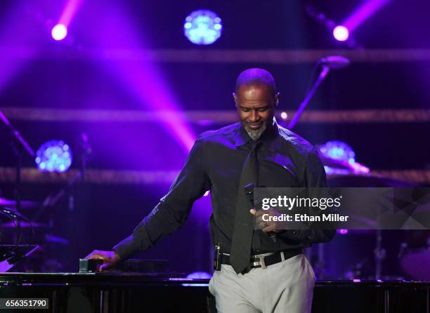 Recording artist Brian McKnight performs during Muhammad Ali's Celebrity Fight Night XXIII at the JW Marriott Desert Ridge Resort & Spa on March 18,...