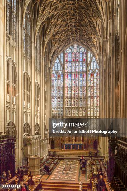 the choir inside gloucester cathedral. - gloucester cathedral stock pictures, royalty-free photos & images