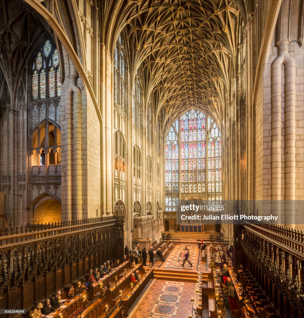The choir inside Gloucester cathedral.