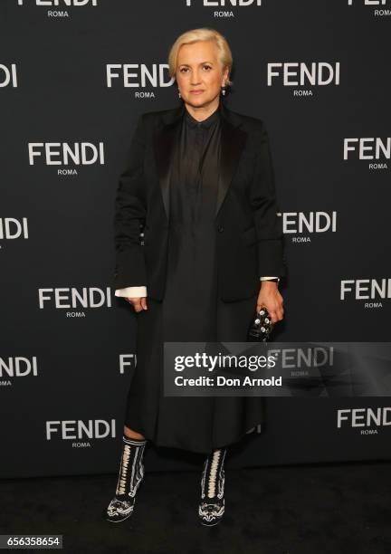 Silvia Fendi arrives at the opening of Sydney's first FENDI boutique at Westfield Sydney on March 22, 2017 in Sydney, Australia.