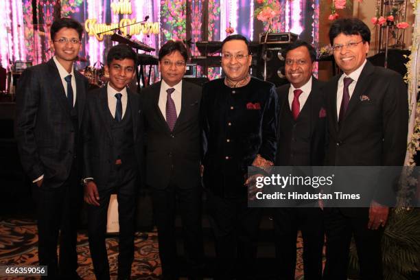 Vardhman Jain, Shrenik Jain, Ashok Kumar Jain, Sanjay Aggarwal, Sunil Kumar Jain and Anil Kumar Jain during the roka ceremony of Kumar Dhruva and...