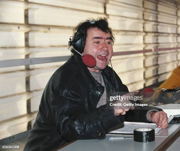 Radio and Television commentator Jonathan Pearce in action during a Premiership match between Middlesbrough and Chelsea at the Riverside Stadium on...