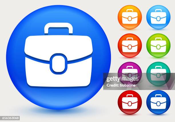 briefcase icon on shiny color circle buttons - wine case stock illustrations