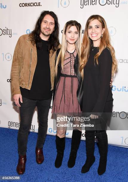 Ryan, Nikki and Jaslyn Edgar attend a Generosity.org fundraiser for World Water Day at Montage Hotel on March 21, 2017 in Beverly Hills, California.