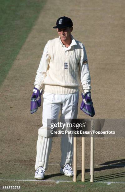 John Crawley keeps wicket for England during the start of Australia's 1st innings in the 2nd Test match between England and Australia at Lord's...