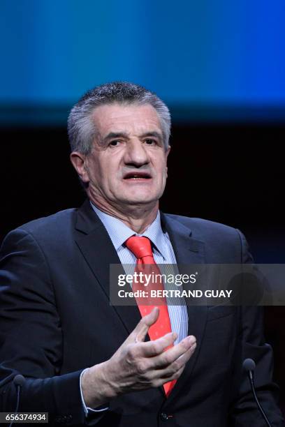 French lawmaker and non-party candidate for France's 2017 presidential elections Jean Lassalle delivers a speech during an exceptional gathering of...