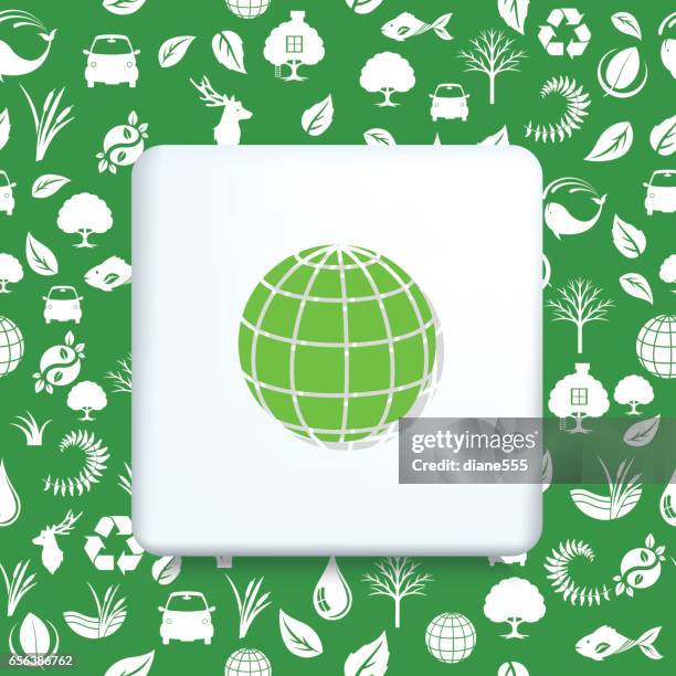 environment icons on a shape over a seamless pattern - treehouse stock illustrations