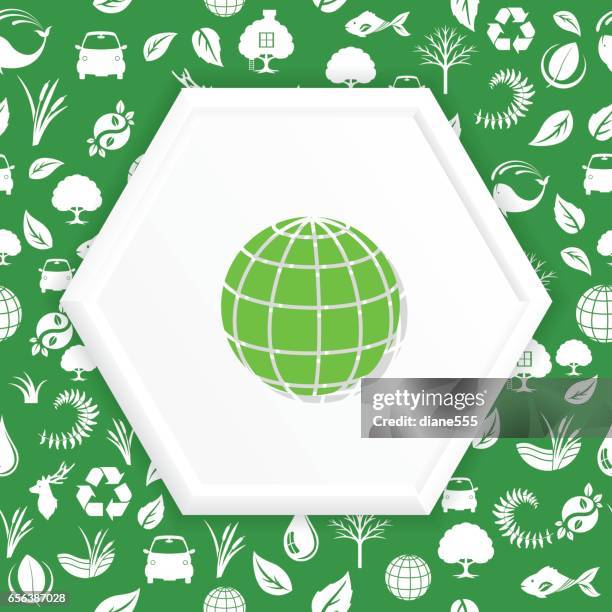environment icons on a shape over a seamless pattern - tree house stock illustrations