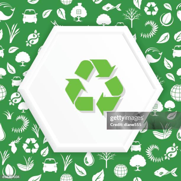 environment icons on a shape over a seamless pattern - treehouse stock illustrations