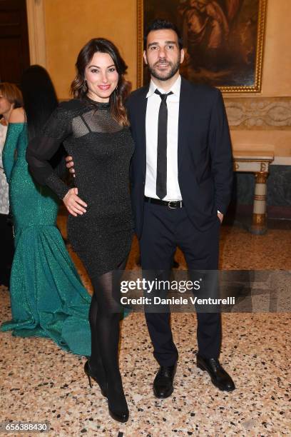 Laura Marafioti and Edoardo Leo attend a dinner for 'Damiani - Un Secolo Di Eccellenza' at Palazzo Reale on March 21, 2017 in Milan, Italy.