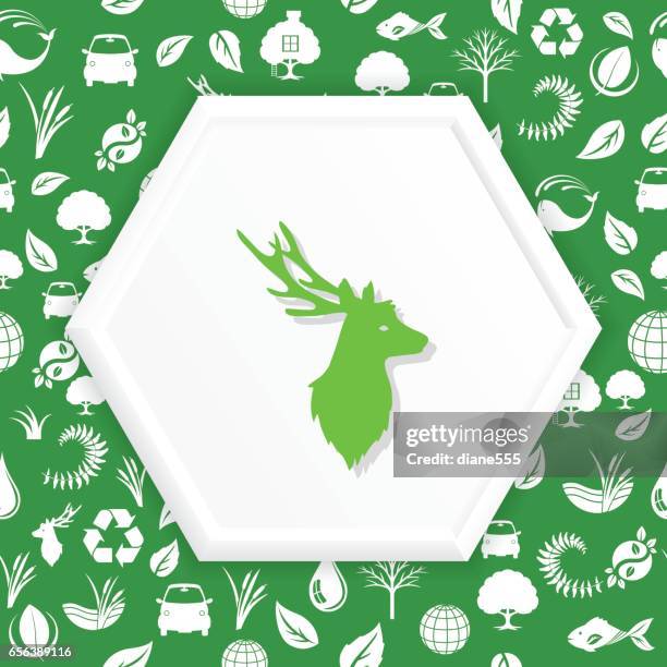 environment icons on a shape over a seamless pattern - treehouse stock illustrations