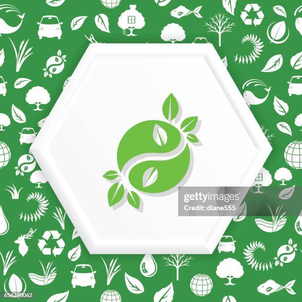 environment icons on a shape over a seamless pattern - treehouse stock illustrations
