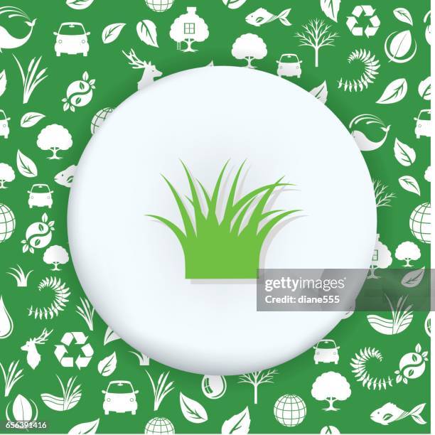 environment icons on a shape over a seamless pattern - tree house stock illustrations