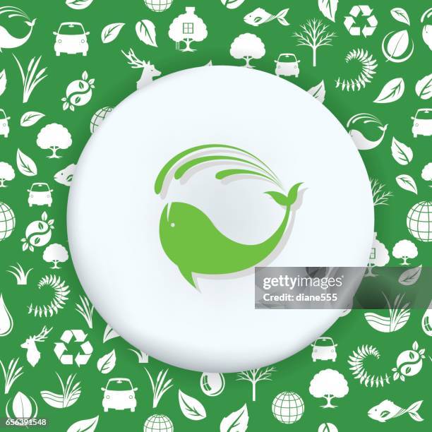 environment icons on a shape over a seamless pattern - treehouse stock illustrations