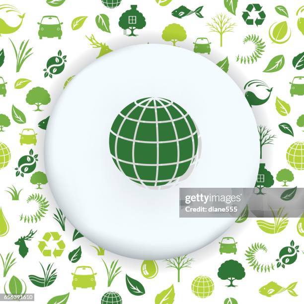 environment icons on a shape over a seamless pattern - treehouse stock illustrations