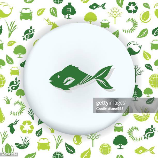 environment icons on a shape over a seamless pattern - treehouse stock illustrations
