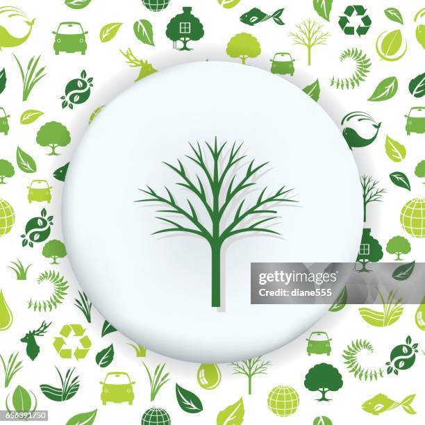 environment icons on a shape over a seamless pattern - treehouse stock illustrations