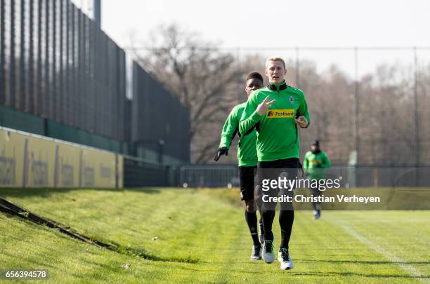 Marvin Schulz of Borussia Moenchengladbach during a Training Session at Borussia-Park on March 22, 2017 in Moenchengladbach, Germany.