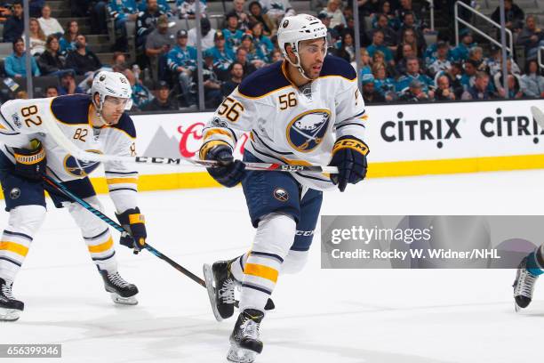 Justin Bailey of the Buffalo Sabres skates against the San Jose Sharks at SAP Center on March 14, 2017 in San Jose, California.