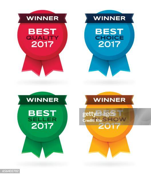 winner best ribbon badges - awards 2017 winners room stock illustrations