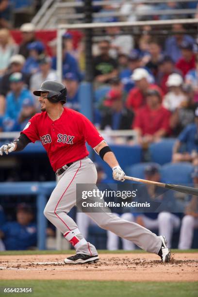 Allen Craig of the Boston Red Sox in action during the Spring Training game against the Toronto Blue Jays at Florida Auto Exchange Stadium on March...