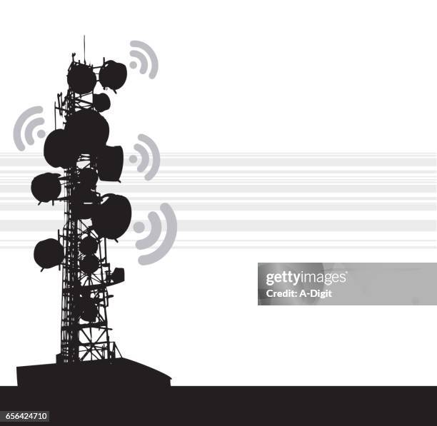 heavy communication tower - cell tower stock illustrations