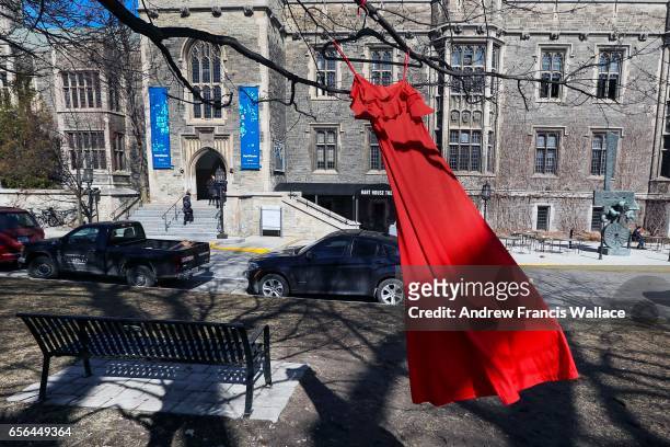 Red dresses can be seen hanging from the trees on the University of Toronto campus this week, as part of the Red Dress Project, which brings...