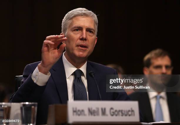 Judge Neil Gorsuch testifies during the third day of his Supreme Court confirmation hearing before the Senate Judiciary Committee in the Hart Senate...