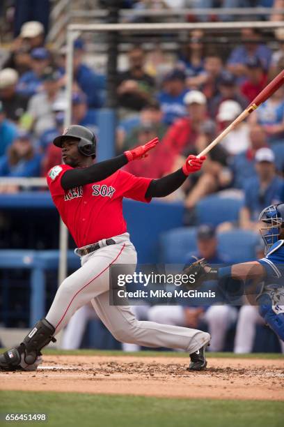 Rusney Castillo of the Boston Red Sox in action during the Spring Training game against the Toronto Blue Jays at Florida Auto Exchange Stadium on...