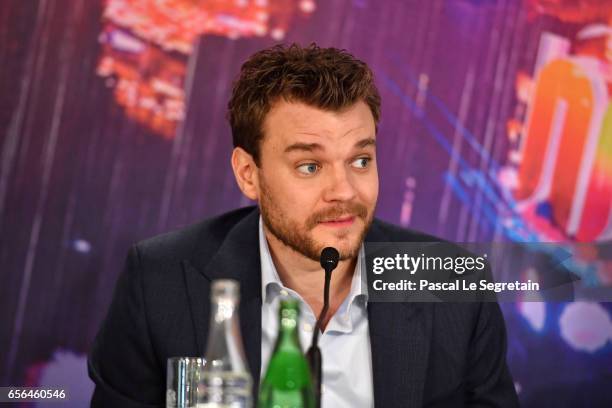 Pilou Asbaek attends the official press conference for the Paris Premiere of the Paramount Pictures release "Ghost In The Shell" at Hotel Le Bristol...