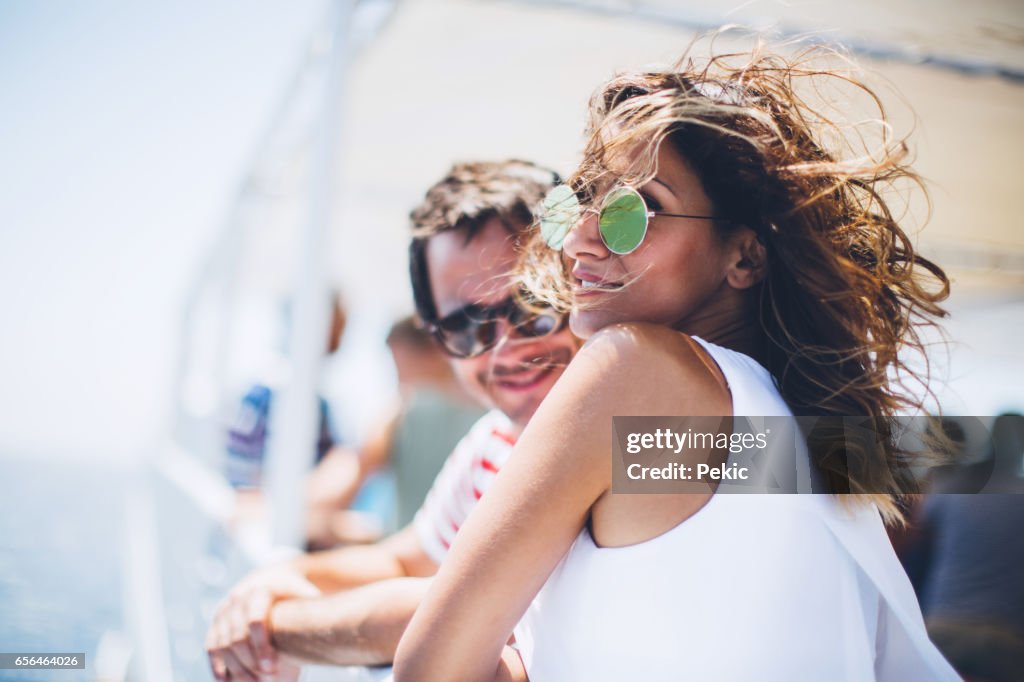 Couple travel on cruise ship