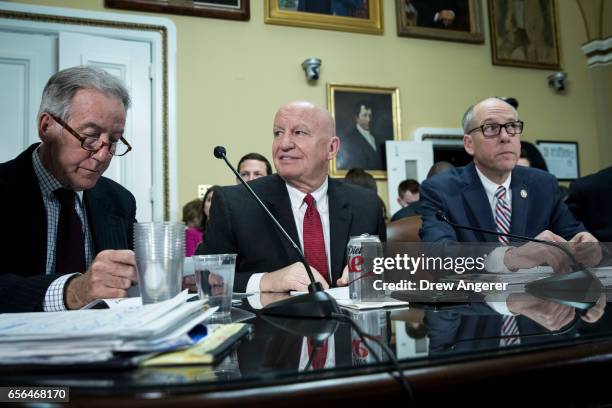 Rep. Richard Neal , House Ways and Means Committee Chairman Rep. Kevin Brady and Rep. Greg Walden attend a House Rules Committee meeting to set the...