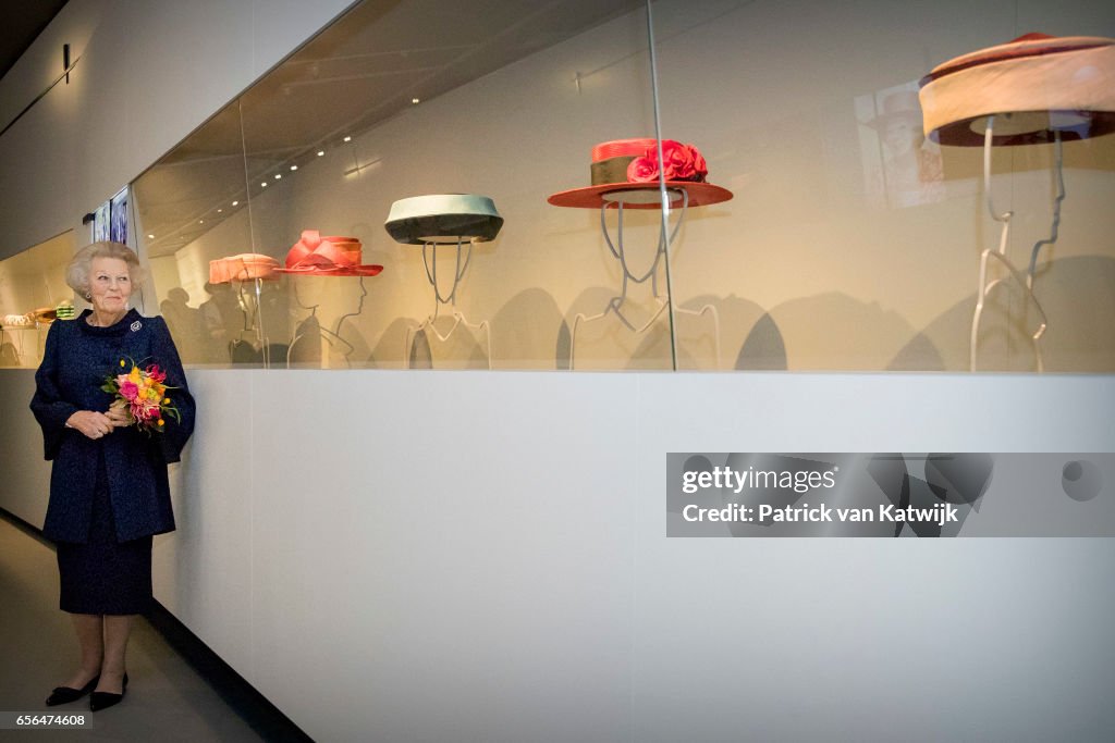 Princess Beatrix opens exhibition Chapeaux with her own Hats - Palace het Loo in Apeldoorn 22 maart 2017