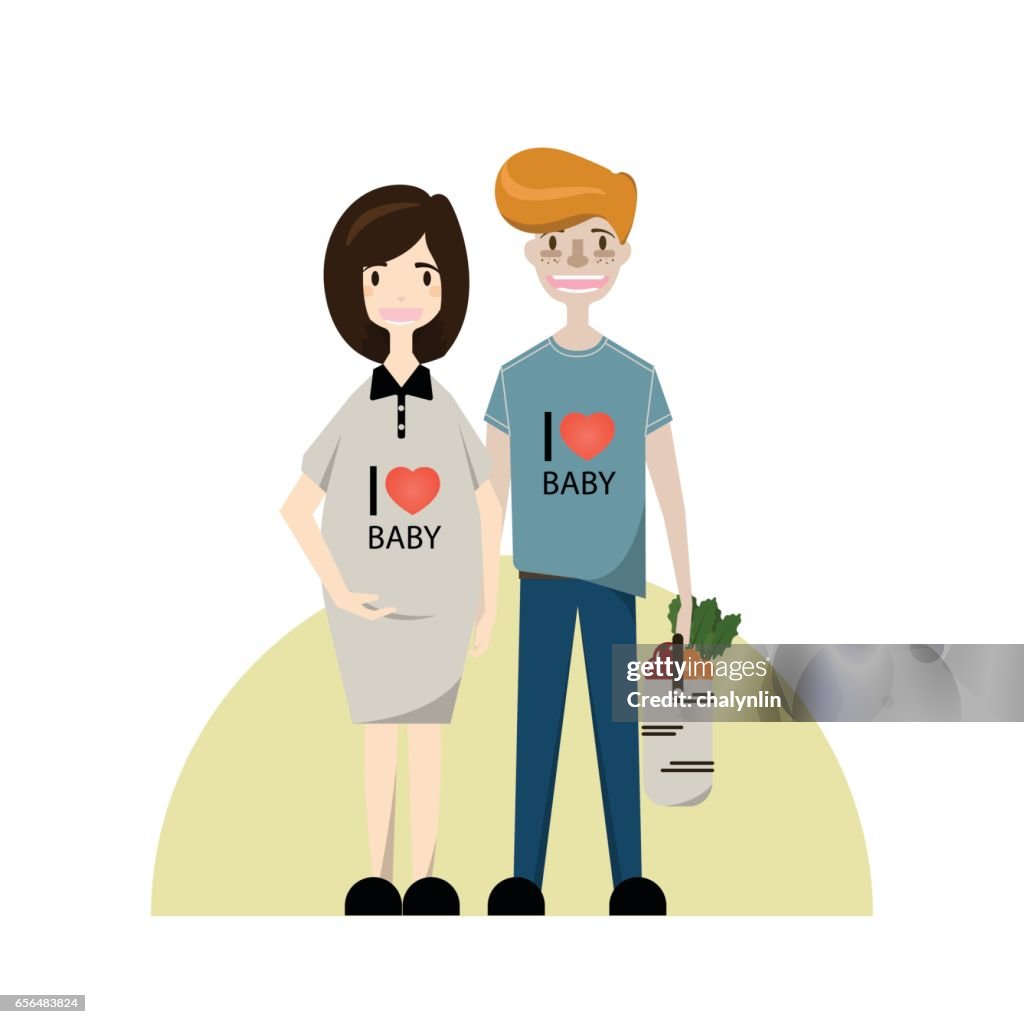 Young Couple Pregnant Woman And Man Flat Style Vector Illustration Family  Cartoon Characters Isolated On White Background High-Res Vector Graphic -  Getty Images