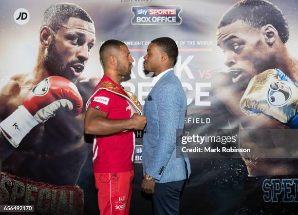 Kell Brook and Errol Spence hold a press conference to announce their fight on 27th May 2017 at Bramall lane on March 22, 2017 in Sheffield, England.