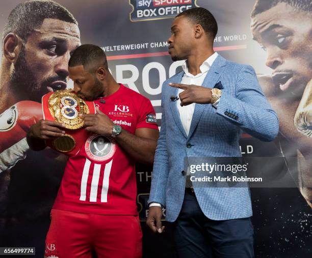 Kell Brook and Errol Spence hold a press conference to announce their fight on 27th May 2017 at Bramall lane on March 22, 2017 in Sheffield, England.