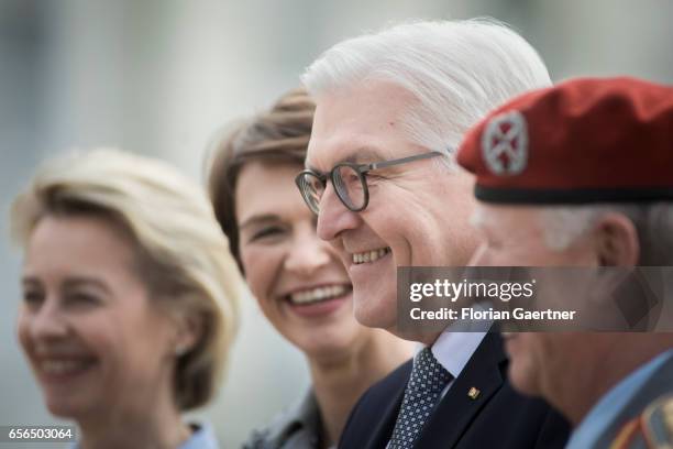 Inspector General of the German armed forces Bundeswehr Volker Wieker, German new president Frank-Walter Steinmeier, his partner Elke Buedenbender...