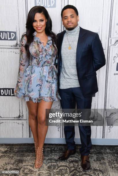Sanaa Lathan and Mack Wilds attend Build Series Presents Sanaa Lathan & Mack Wilds discussing "Shots Fired" at Build Studio on March 22, 2017 in New...