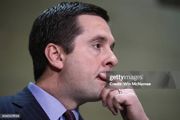 House Permanent Select Committee on Intelligence Chairman Devin Nunes speaks to reporters during a press conference at the U.S. Capitol March 22,...