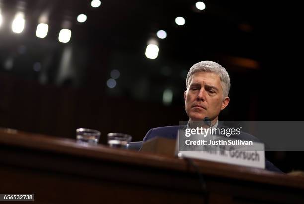 Judge Neil Gorsuch testifies during the third day of his Supreme Court confirmation hearing before the Senate Judiciary Committee in the Hart Senate...